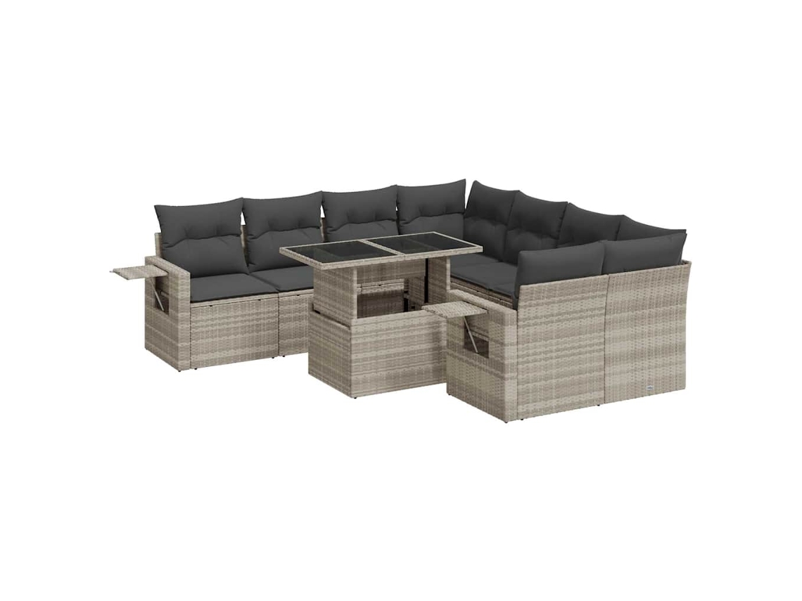 Conjunto 9 De Sofá De Jardín VIDAXL Gris Poli Ratán