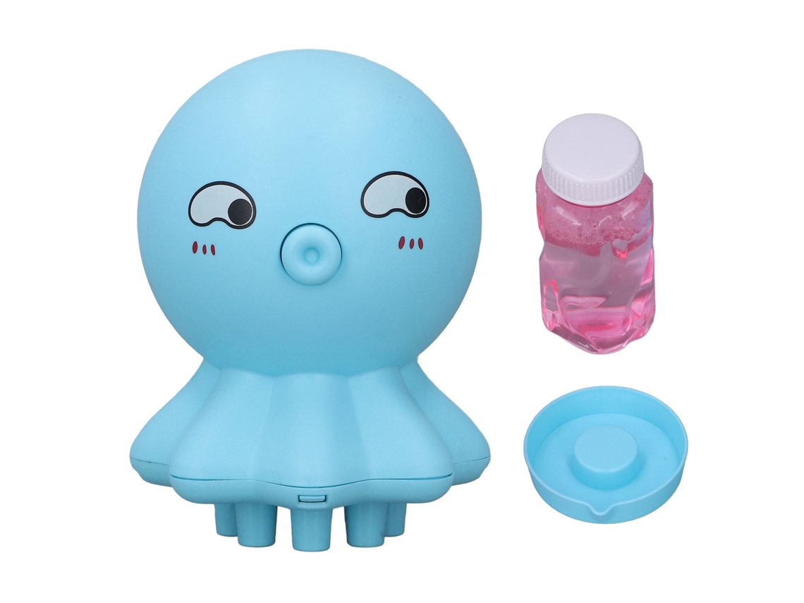 Máquina de burbujas infantil con forma de pulpo, silenciosa y automática, con solución azul para burbujas (2026)