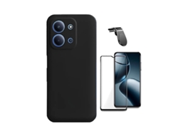 Kit De Película De Cristal Templado De Funda Completa 5d Funda De Silicona Líquida Soporte Magnético L Phonecare Para Xiaomi Poco C85 - Negro