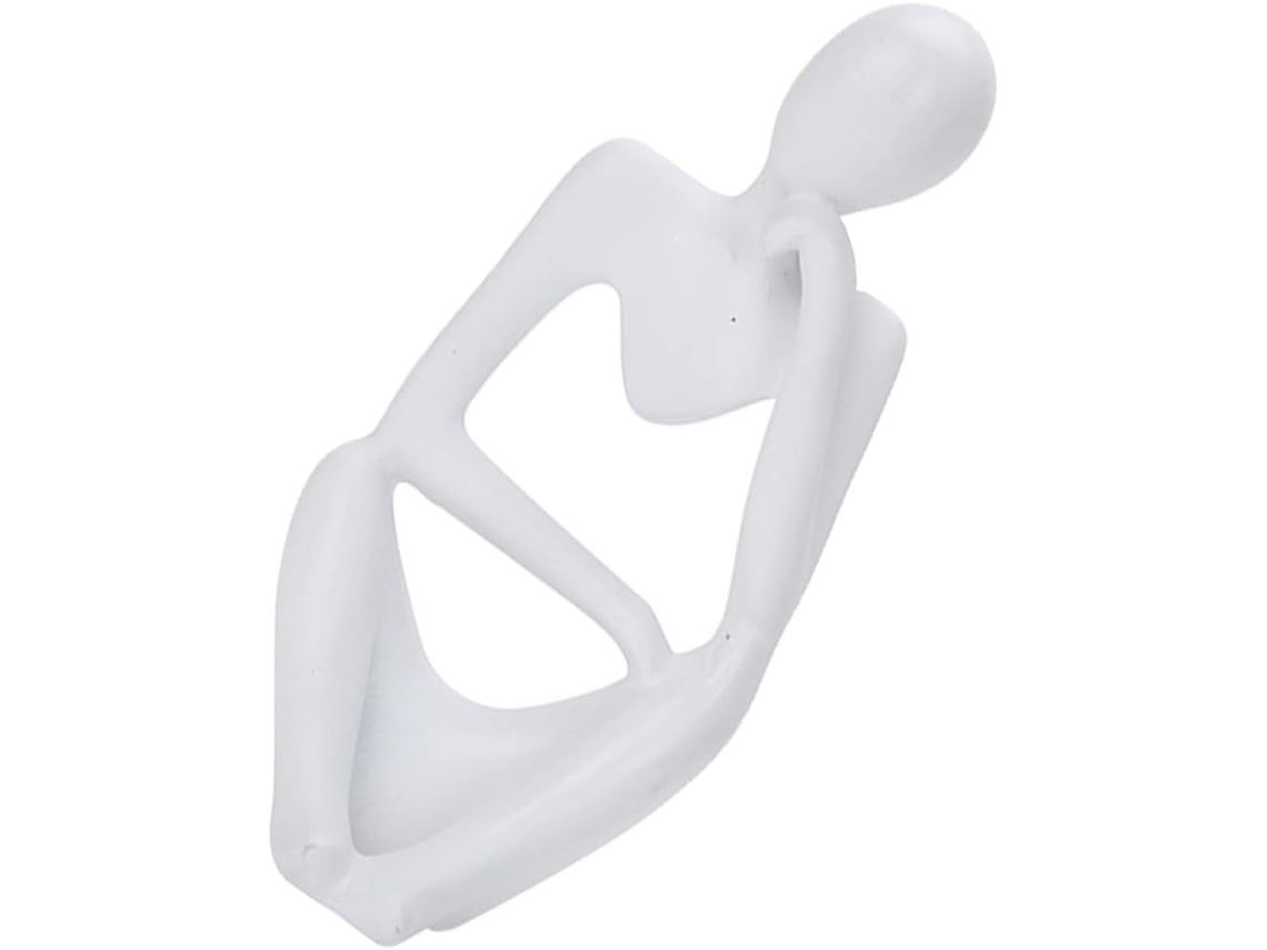 Adorno Resina Blanca Pensador Figura Abstracta Decorativa Estar Oficina Estantería Escultura Artística Moderna