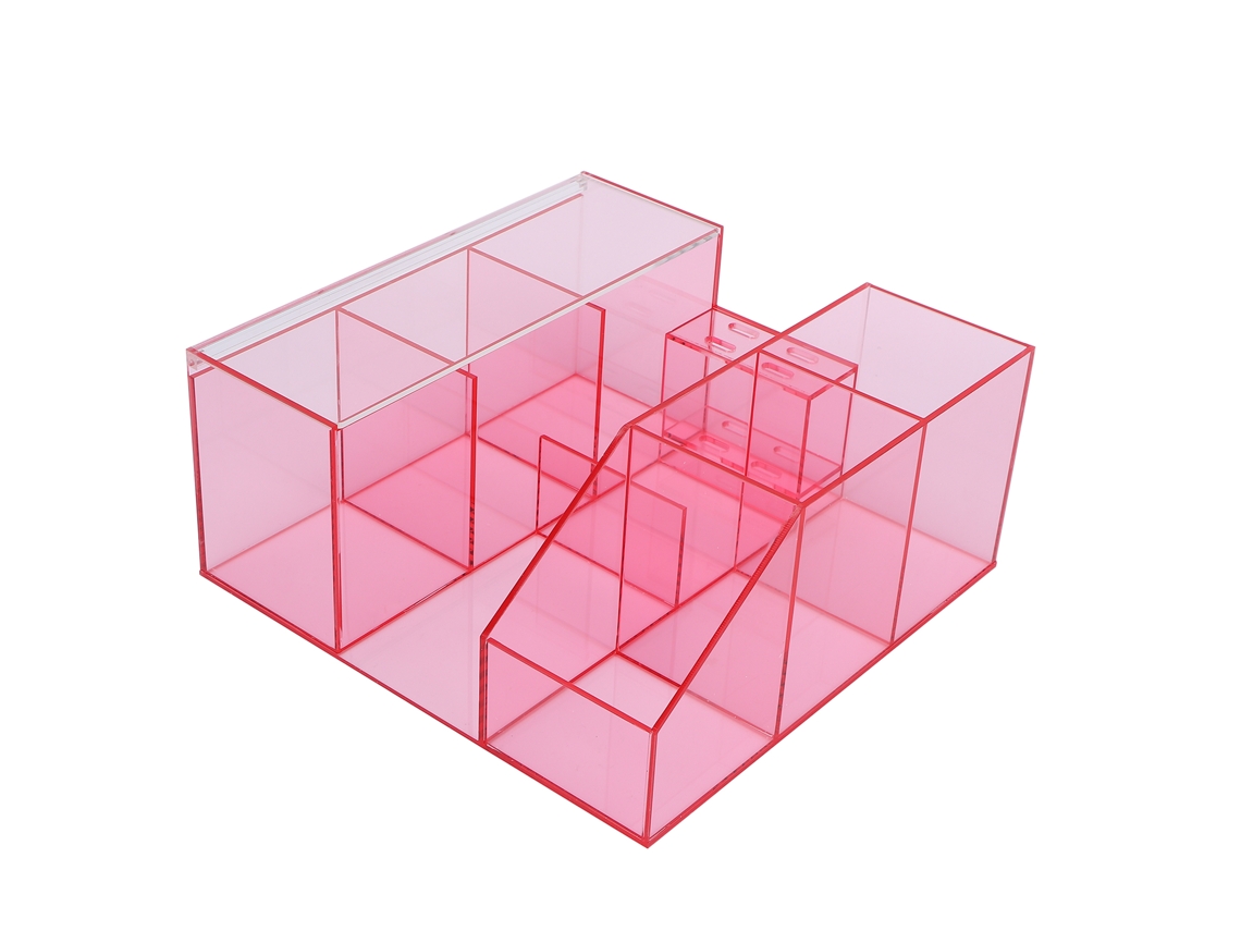 Caja De Almacenamiento Rosa Transparente De Gran Capacidad Para Pestañas, Esmaltes De Uñas Y Herramientas De Tatuaje.