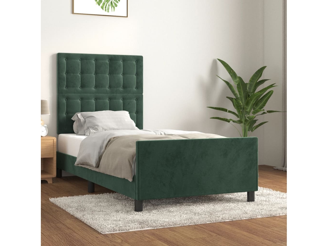 Marco de Cama con Cabecero Terciopelo Verde (90x190cm)