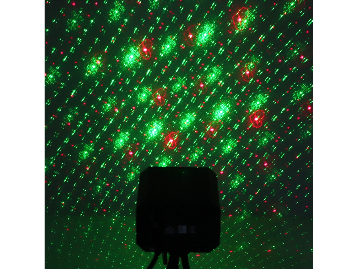Proyector de luces LED con control por voz para fiestas y días festivos.
