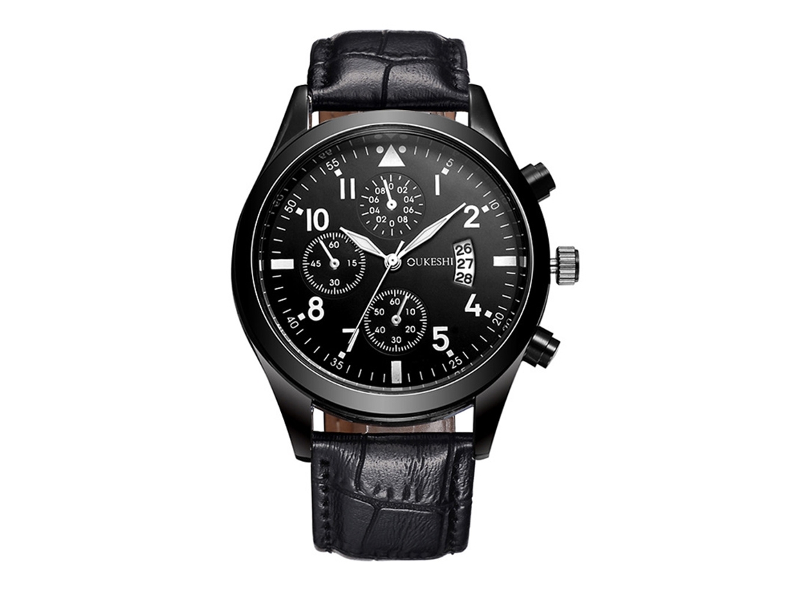 Reloj De Pulsera Hombre Estilo Simple Correa De Cuero Simil Analógico Con Fecha De Cuarzo