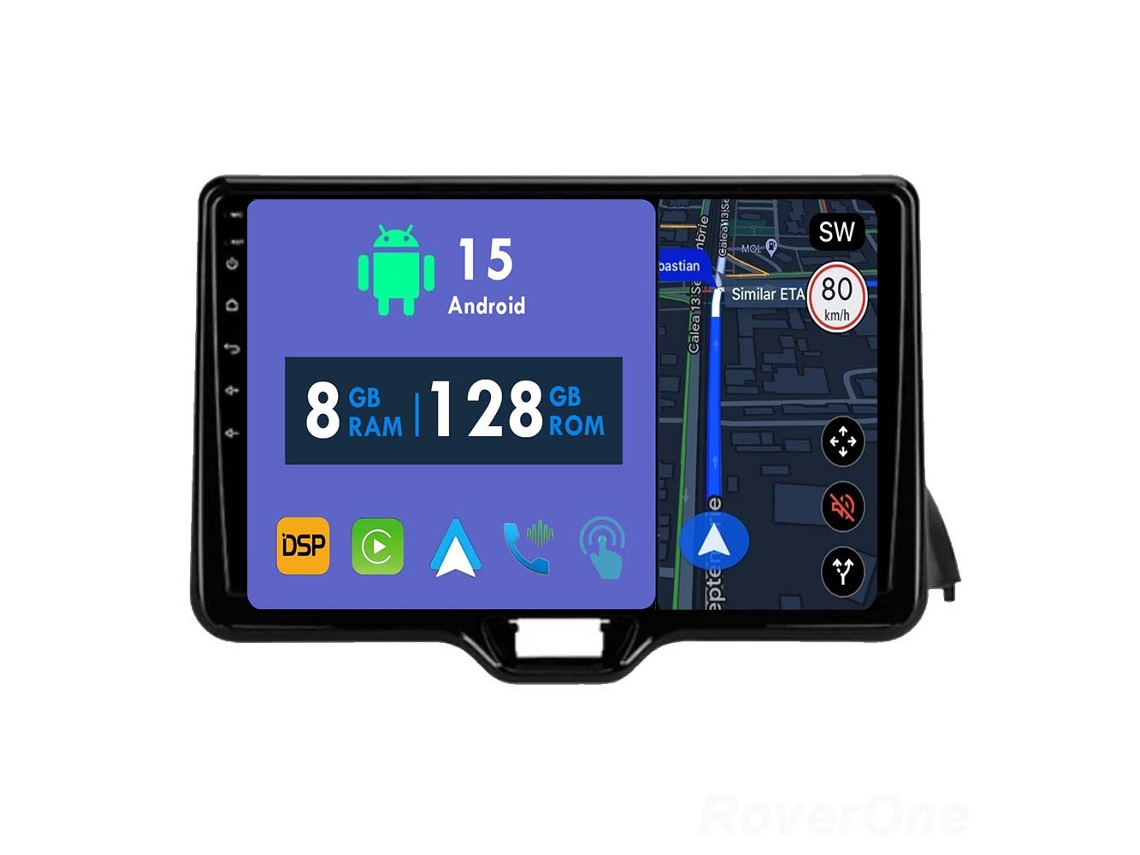 Coche Radio Android Auto Autoradio 8GB RAM 128G ROM CarPlay Navegación GPS Pantalla Táctil RoverOne para Toyota Yaris Vios 2020 - 2023