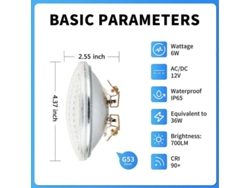 Bombillas Led Par36 Para Exteriores, 6w, 3000k, Blanco Cálido, Ac/dc12v, 700 Lúmenes, Bombilla Led Par36 Equivalente A Halógena De 36w, Luz Led Par 36 Resistente Al Agua (1 Unidad)