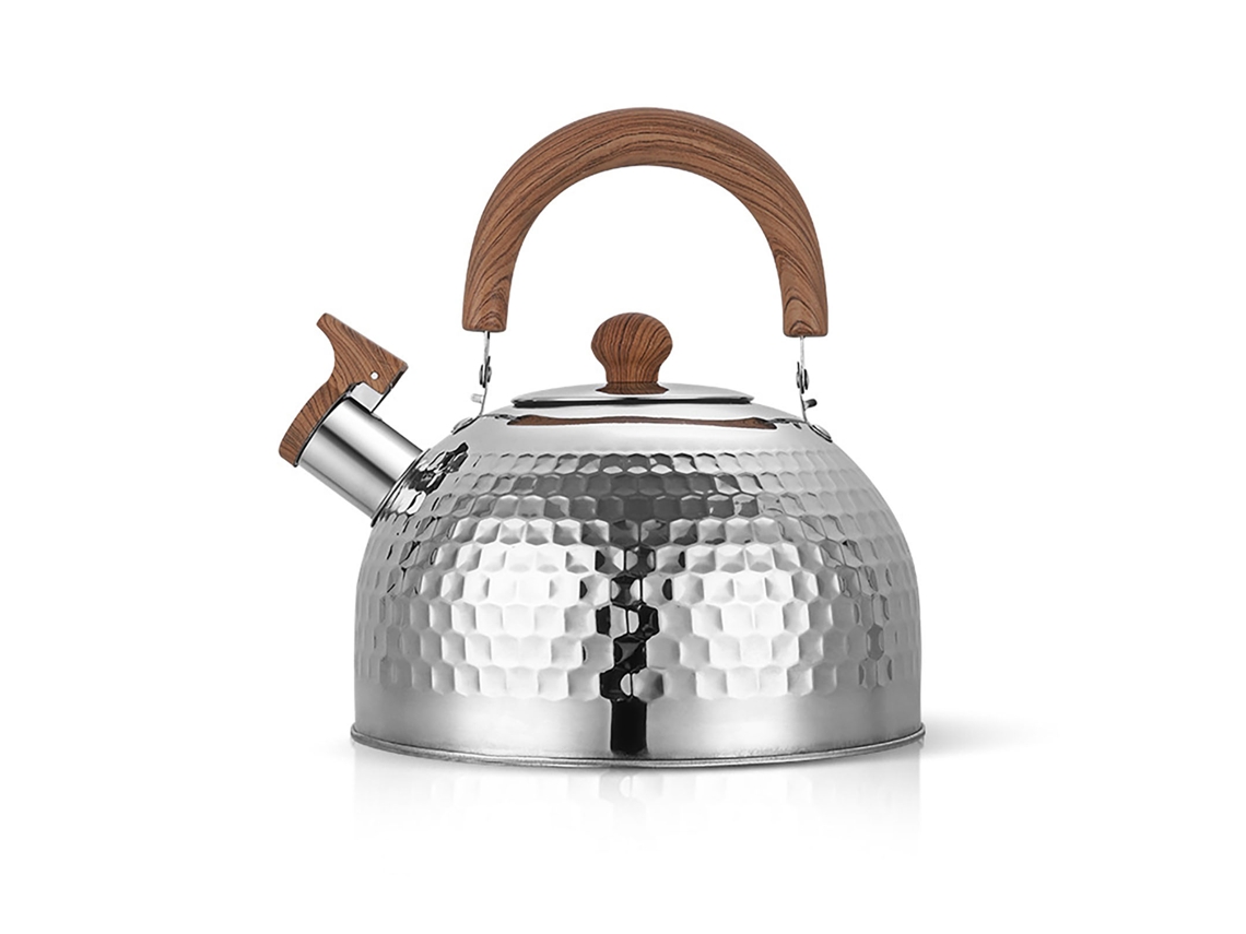 Hervidor De Acero Inoxidable De 2 Litros Con Función De Silbido Y Fondo Plano, Apto Para Cocinas De Gas E Inducción.