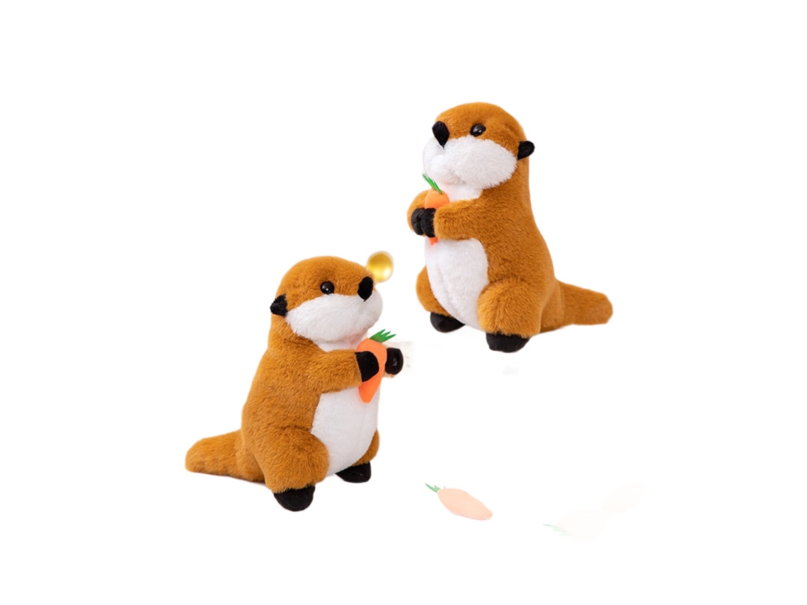 Nutria de peluche con zanahoria, linda decoración, juguete de animales de moda, recuerdo de zoológico marrón CHABERLU