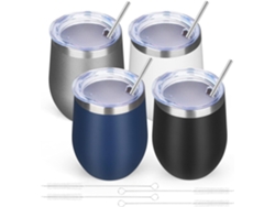 RNEMITERY Elegante vaso de vino de acero inoxidable con aislamiento al vacío de doble pared que mantiene las bebidas frías por más tiempo. Ideal para vino, café