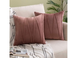 2026-41243-funda De Almohada De Terciopelo Rayado Decorativa Suave 2 Piezas 45x45cm Gris Rosado Para Sofa Cama Auto Sala