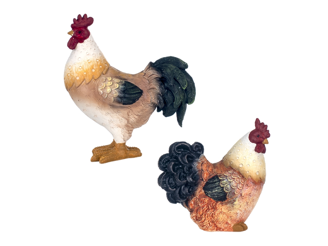 Figura Gallinas 2 Unidades MULTICOLOR de Resina 15*7*14cm Figura de Animal BY SIGRIS