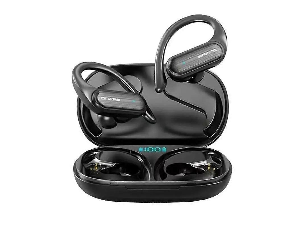 Auriculares deportivos inalámbricos Bluetooth Hengrongshen A520 TWS impermeables con pantalla digital LED (negros)
