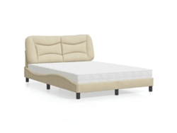Cama Con Colchón Tela Color Crema 120x200 Cm