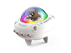 Altavoz Bluetooth inalámbrico con forma de nave espacial, altavoz de sobremesa con luces de colores para dormitorio - Yunzii