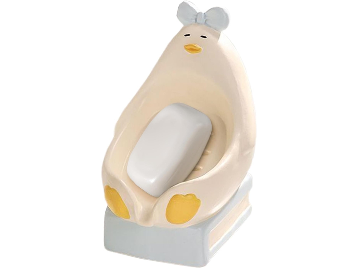 Jabonera de cerámica con forma de pato sentado, escurridor, decoración con el encanto de Slowmoose.