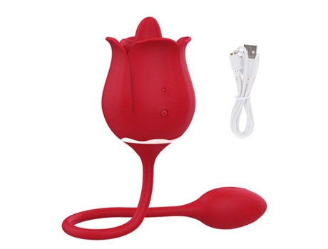 Rose tongue licking vibrator, teasing and vibrating egg para mujeres (Rojo) ENZONS