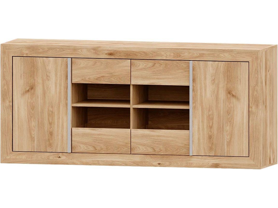 Aparador MUEBLAM Niza (Roble y Plateado - Melamina - 160x80x42 cm)