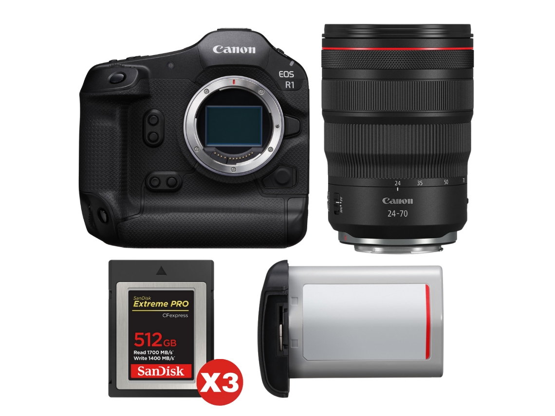 Canon Eos R1 + Rf 24-70mm F/2.8 L Is Usm + 3 Sandisk 512gb Extreme Pro Cfexpress Type B + Canon Lp-e19 + Ebook “20 Consejos Para Fotos Que Impactan”