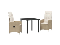 Maison Exclusive - Conjunto De Comedor De Jardín 3 Pcs Beige Ratán Sintético
