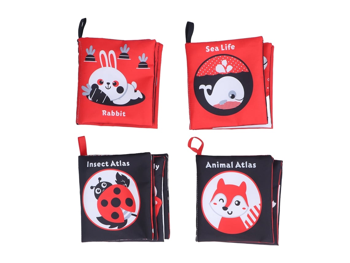 4pcs Livro De Tecido Para Bebê Infantil Com Desenhos Animados Brincos Educativos Macios