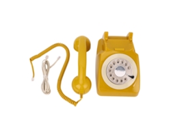 Teléfono Fijo Antiguo Con Marcador Giratorio, Estilo Retro, Amarillo Clásico.