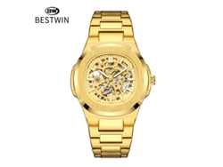 Reloj Mecánico Luminoso Esqueletizado De Doble Cara Para Hombre (oro)