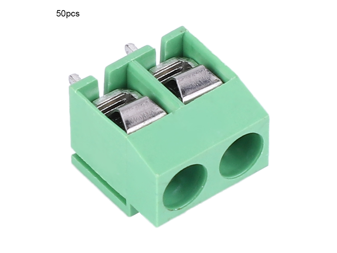 50 Bloques De Terminales De Tornillo Con Paso De 5 Mm Y 2 Pines Para Pcb, Conectores De Cableado 26-14awg, Aislados E Ignífugos.