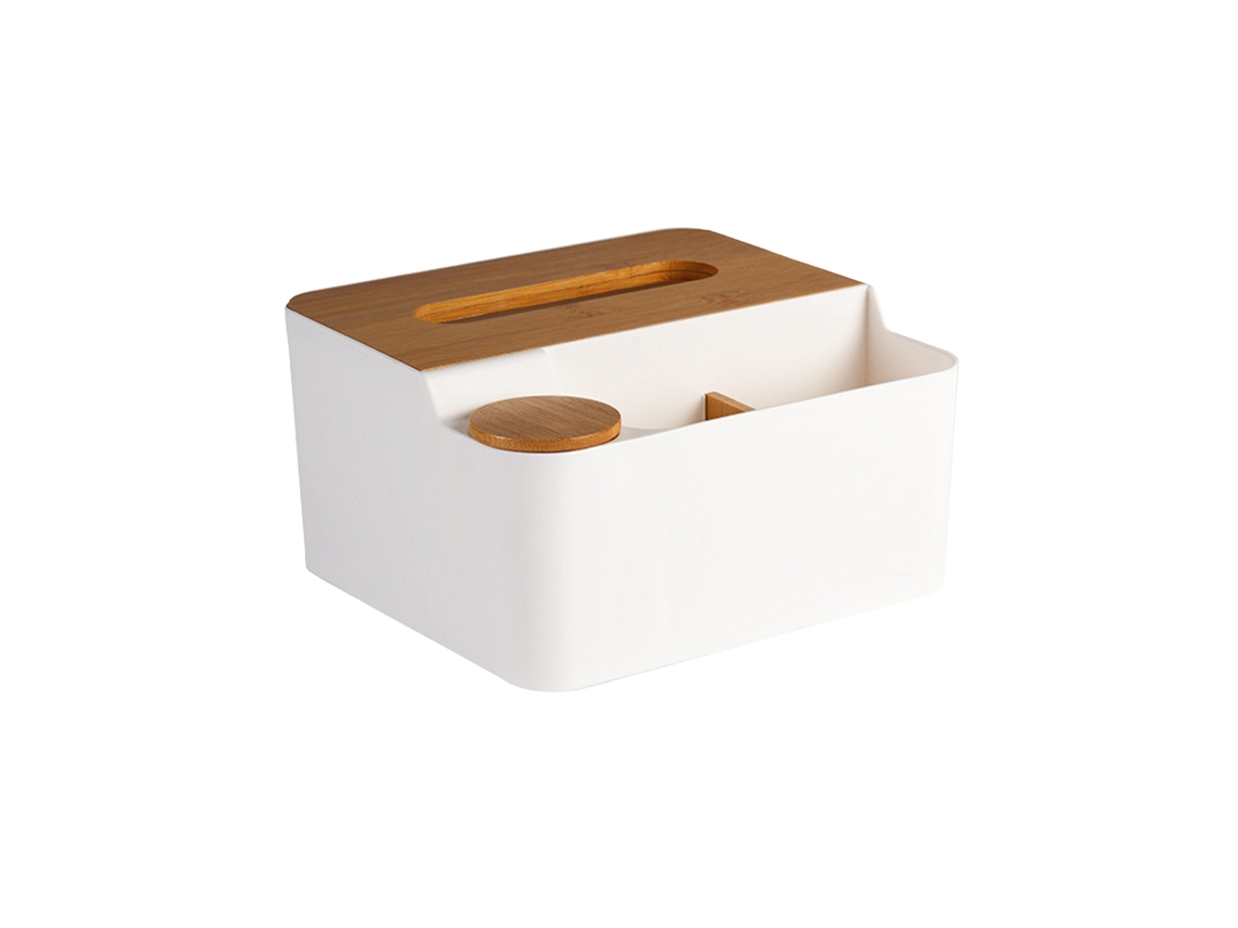 Soporte Multifuncional Para Papel Higiénico Con Tapa De Madera Para Escritorio, Sala De Estar, Dormitorio, Blanco.