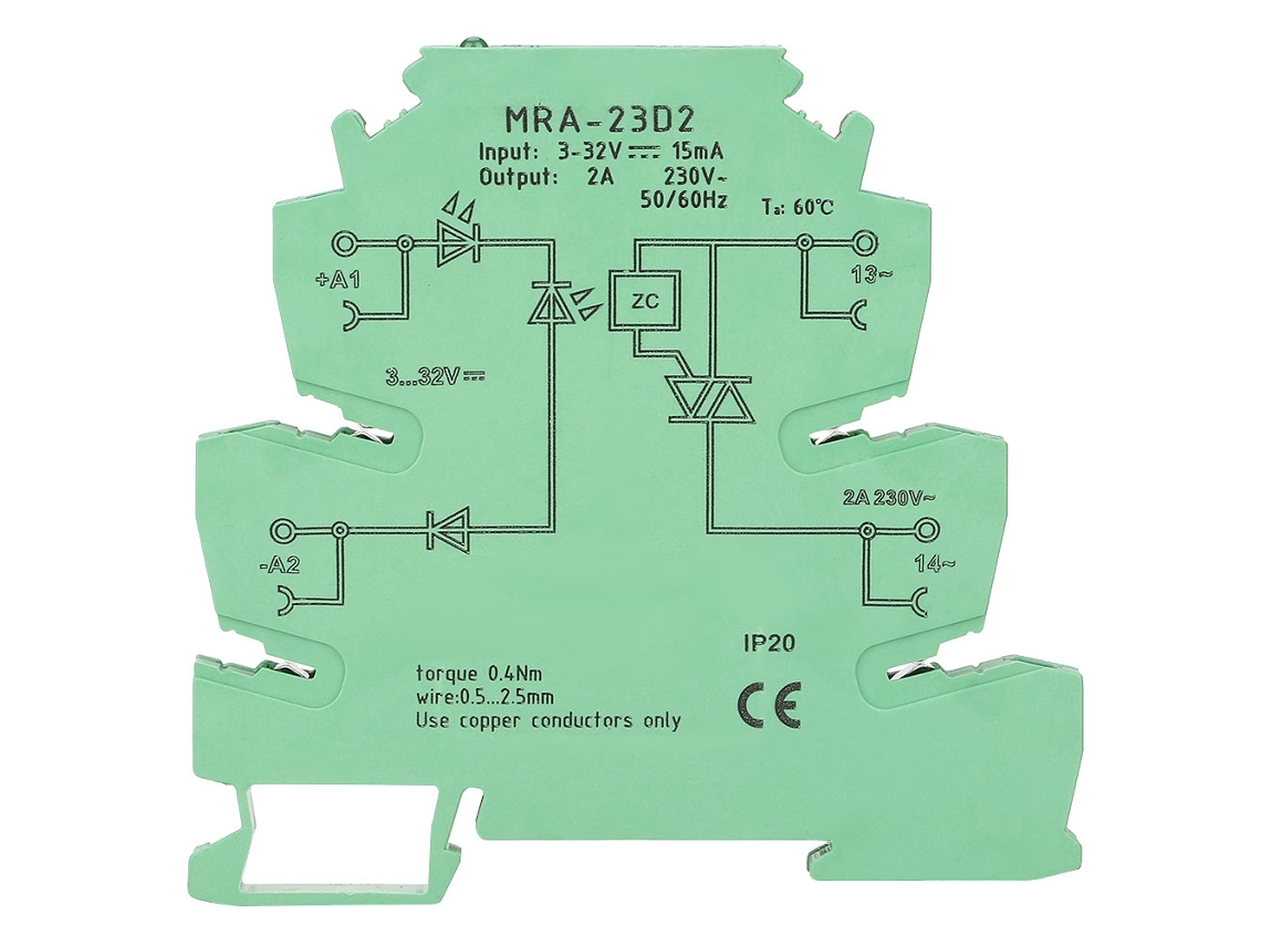 Módulo De Relé De Estado Sólido Ultrafino De 6,2 Mm Mra 23d2, Entrada De 3-32 V Cc Para Riel Din