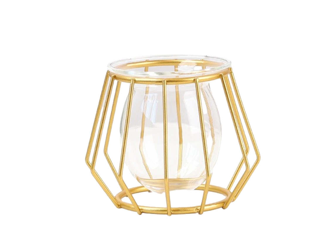 Florero hidropónico de vidrio con soporte metálico moderno para decoración NEVEANCE
