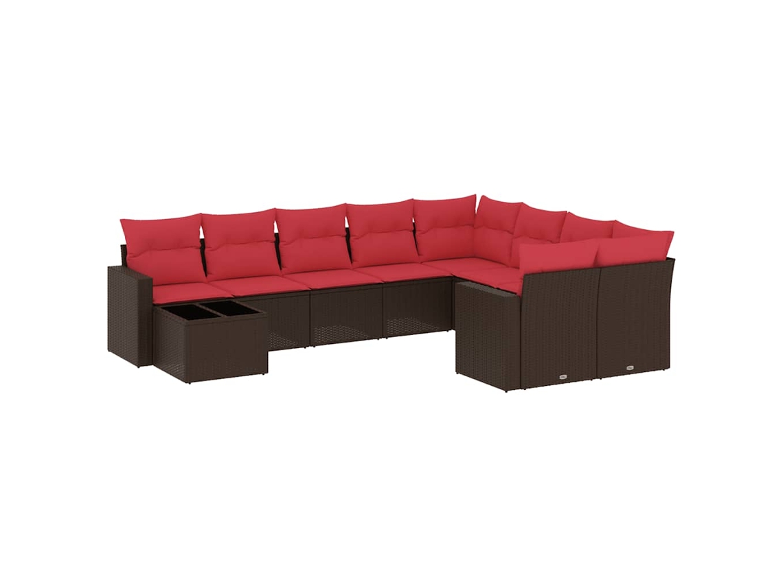 Maison Exclusive - Set De Sofás De Jardín 10 Pzas Y Cojines Ratán Sintético Marrón