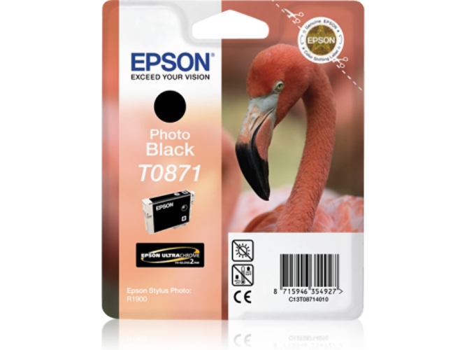 Cartucho de tinta original EPSON, T0871, Flamenco 11,4 ml , Negro mate, C13T08714010