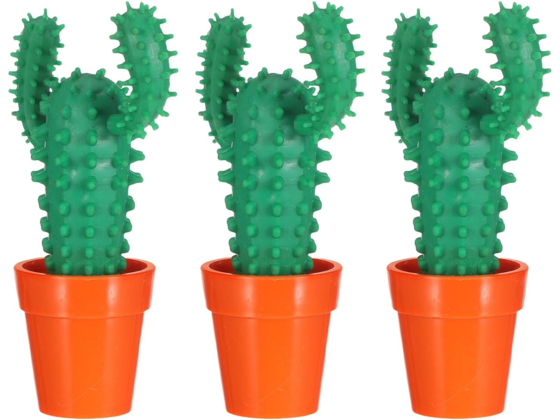 Bolígrafo De Plástico Con Diseño De Cactus Verde Decorativo, Paquete De 3 Unidades, Portátil Y De Doble Función.