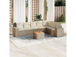 Conjunto de sofá de jardín de 8 piezas con cojines, mimbre sintético beige, Dkd Home Decor