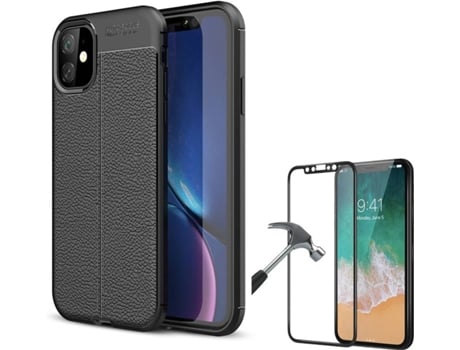 Carcasa + Protector iPhone 11 Rugged Leather Negro
