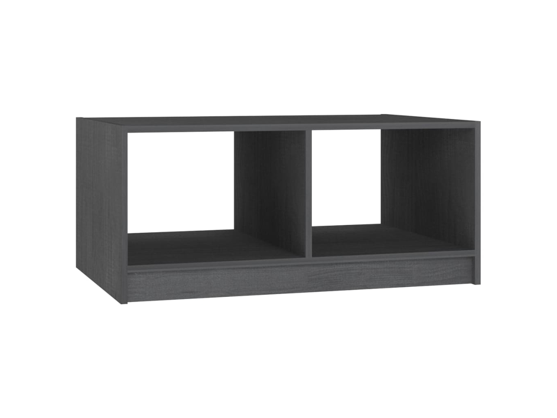 Mesa de centro de madera maciza de pino gris (75 x 50 x 33,5 cm)