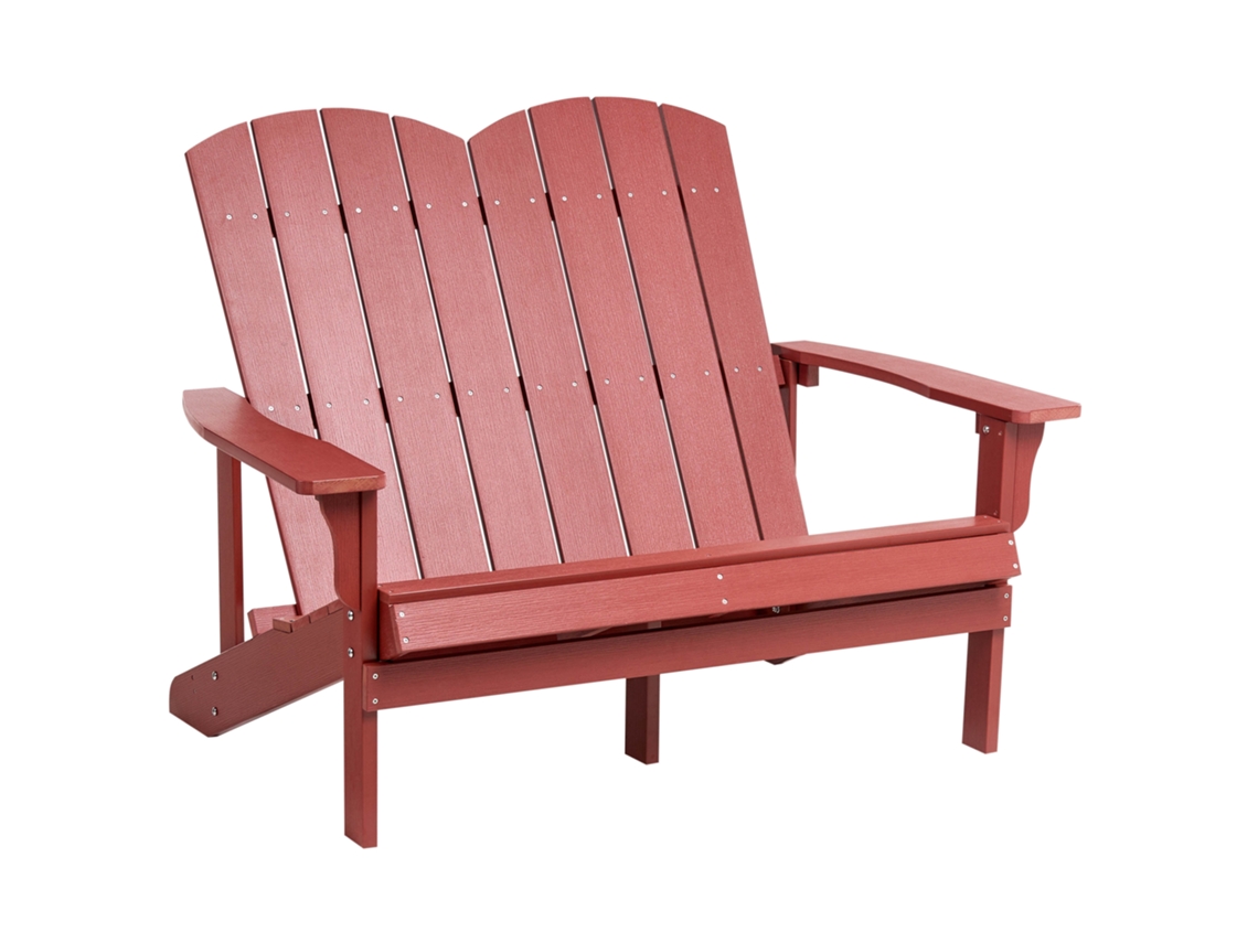 Banco de jardín Beliani Adirondack de madera y plástico, color rojo, 125 x 73 x 91 cm