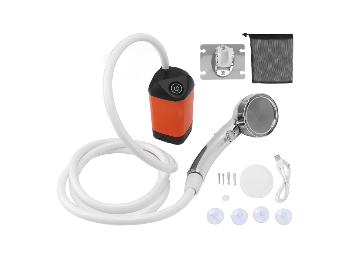 Ducha portátil para acampar, cabezal de ducha ajustable de 3 velocidades, bomba de ducha para acampar al aire libre, eléctrica, recargable, por