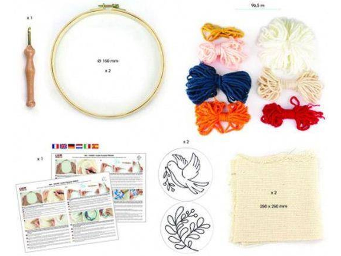 Juego de 2 Agujas de Punzón GRAINE CRÉATIVE Dí­Ptico Paloma y Vegetal 15 cm