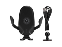 Carregador Sem Fio Com Suporte Para Carro Abs Rotação 360 Graus Carga Rápida Seguro Preto