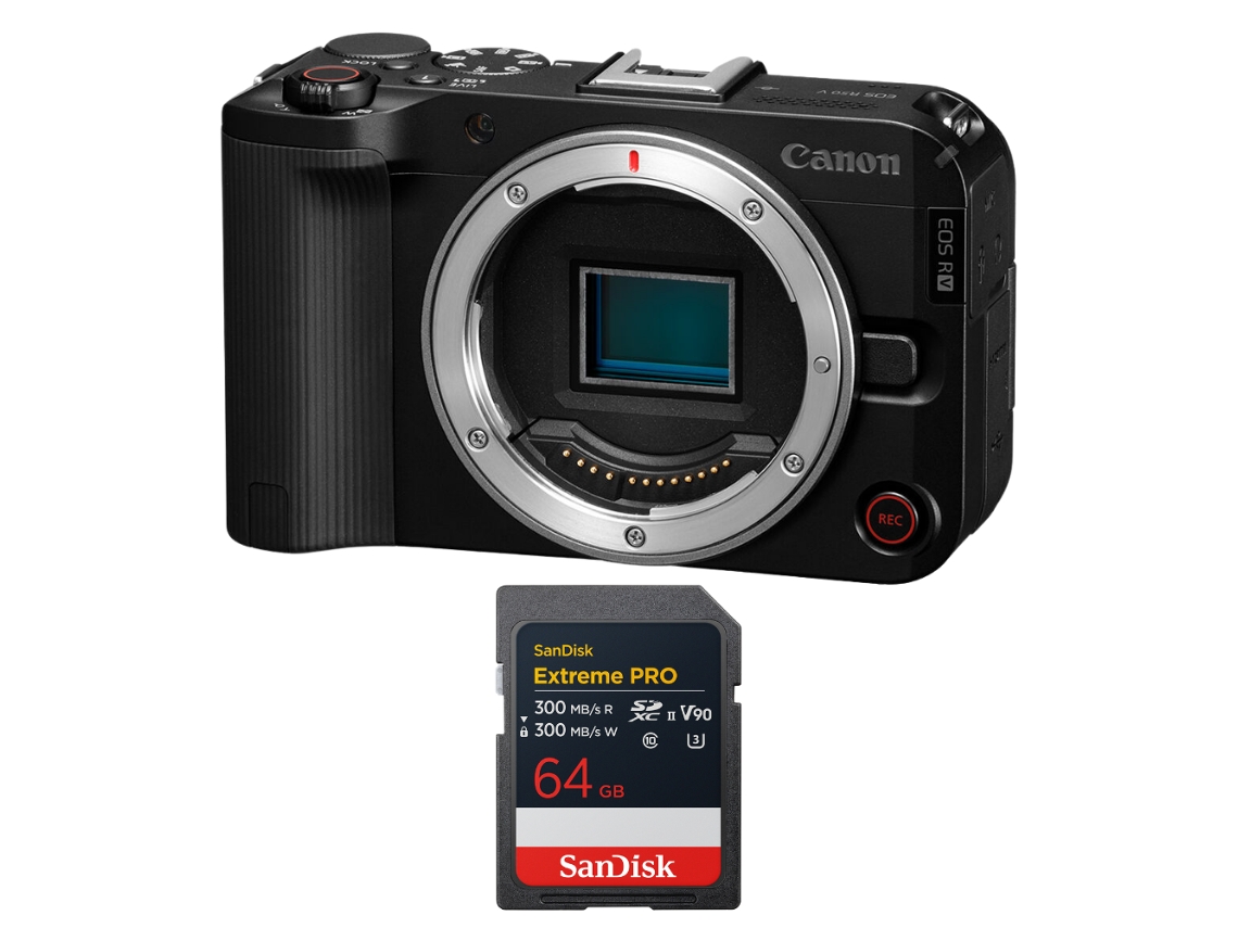 Canon Eos R50 V + 1 Sandisk 64gb Extreme Pro Uhs-ii Sdxc + Ebook “20 Consejos Para Fotos Que Impactan”