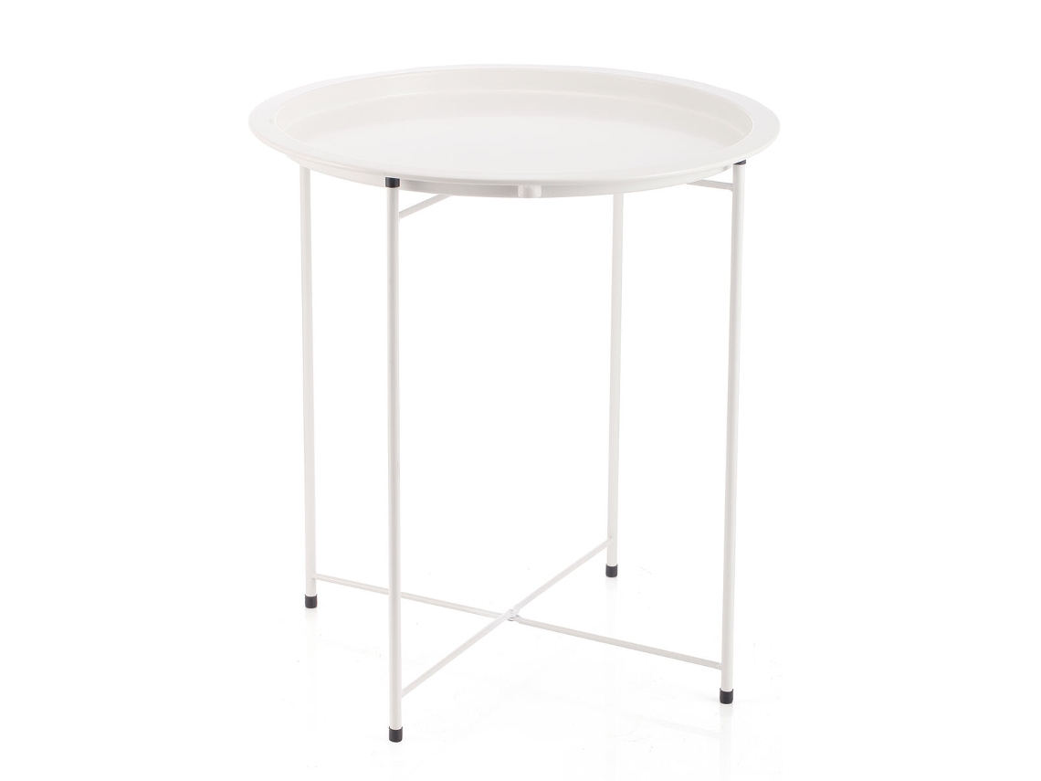 Mesa auxiliar VINTHERA Moa Acero 47x50 cm Blanco Metal