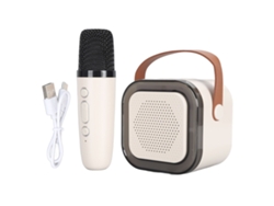 Máquina De Karaoke Portátil Con Luces Led Dinámicas, Pequeño Altavoz Bluetooth Y Micrófono Para Niños Y Adultos - Blanco