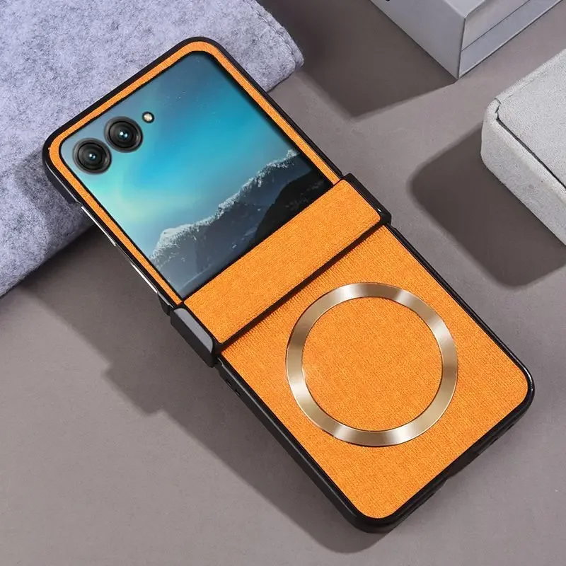 (amarillo, Motorola Razr 2024) Funda Protectora Rígida A Prueba De Golpes, Compatible Con Carga Inalámbrica Magnética Magsafe.