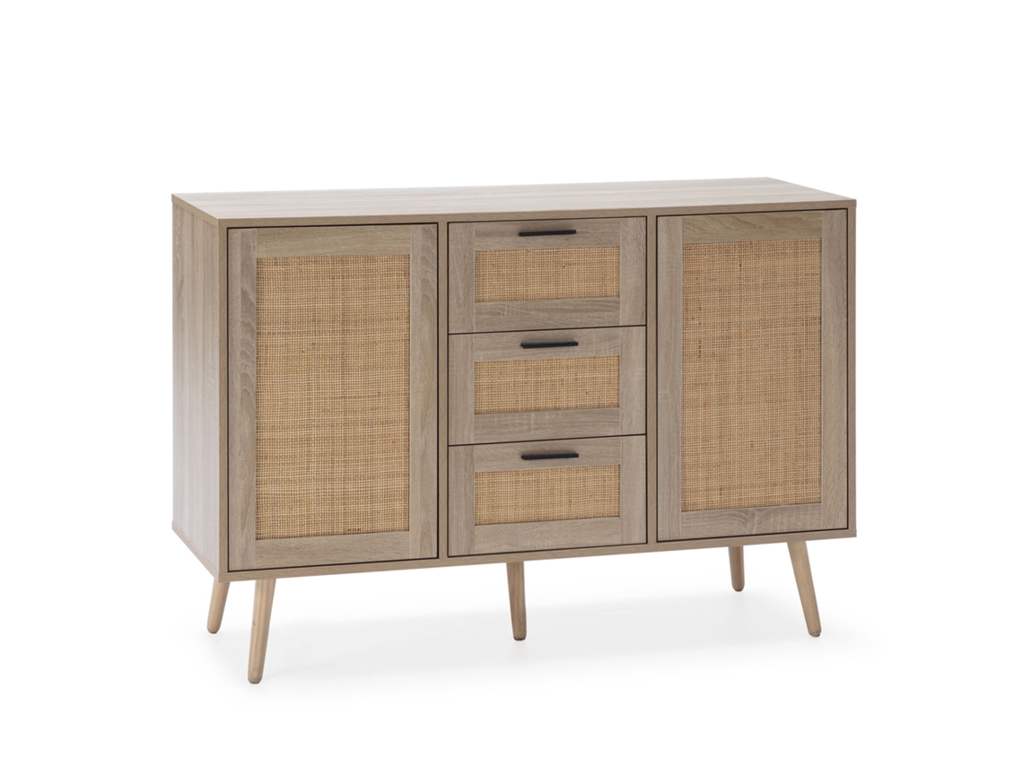Aparador Dalia 3 cajones y 2 puertas color roble, 120 cm ancho