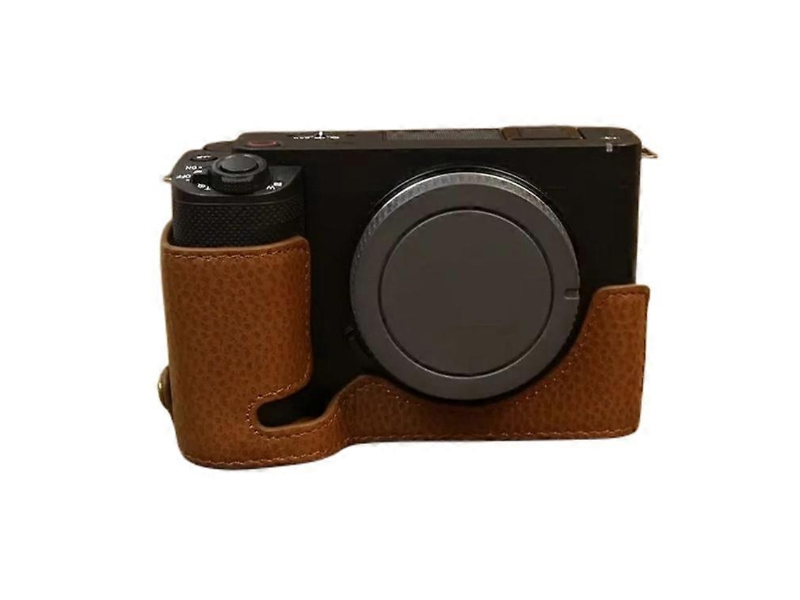 Estuche de piel de vaca auténtica para cámara Sony Zv E1 con ranura para batería Facpoet