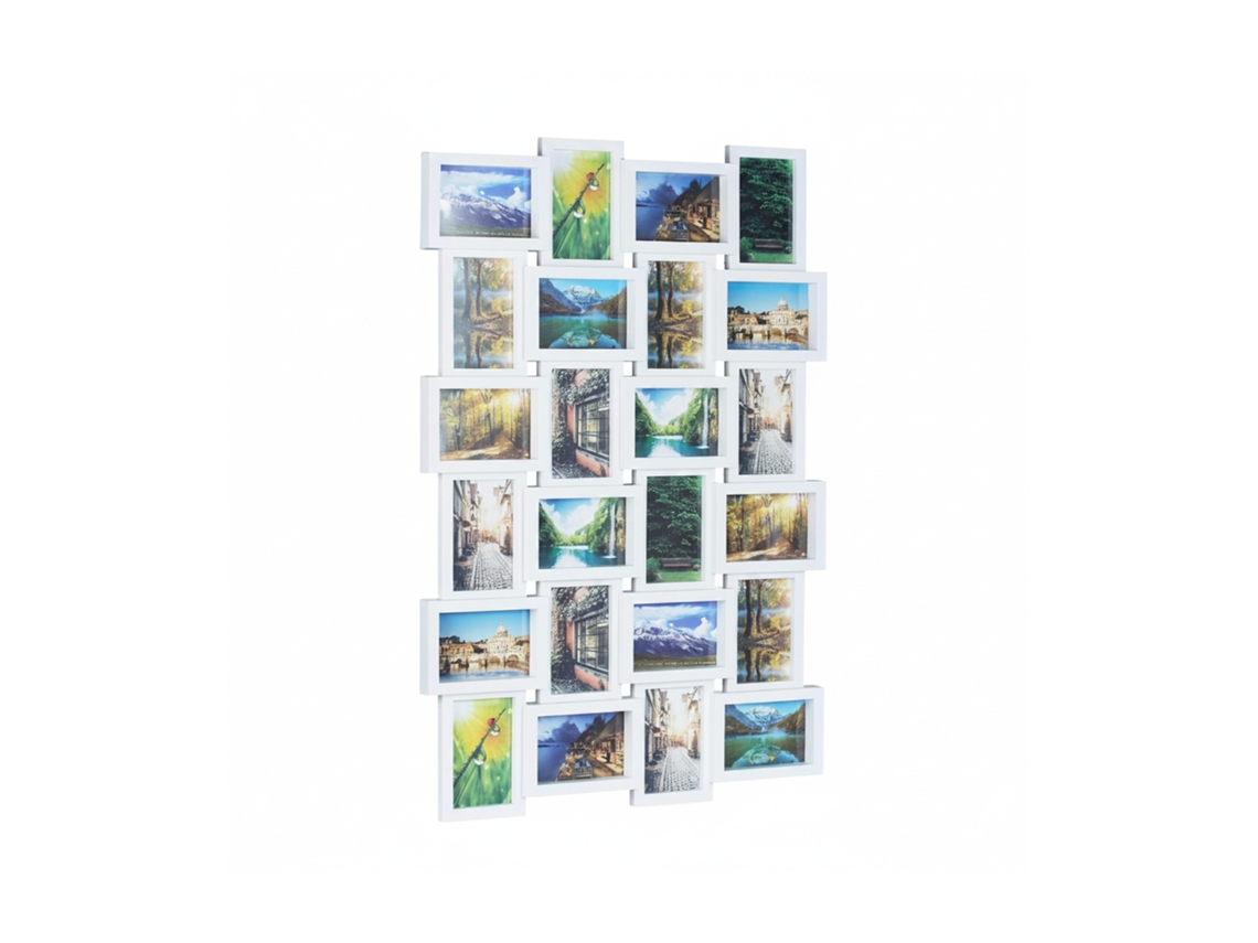 Relaxdays Marco De Fotos, Collage 24 Fotos 10x15 Cm, Vertical Y Horizontal, Pared, 59x86 Cm, Blanco