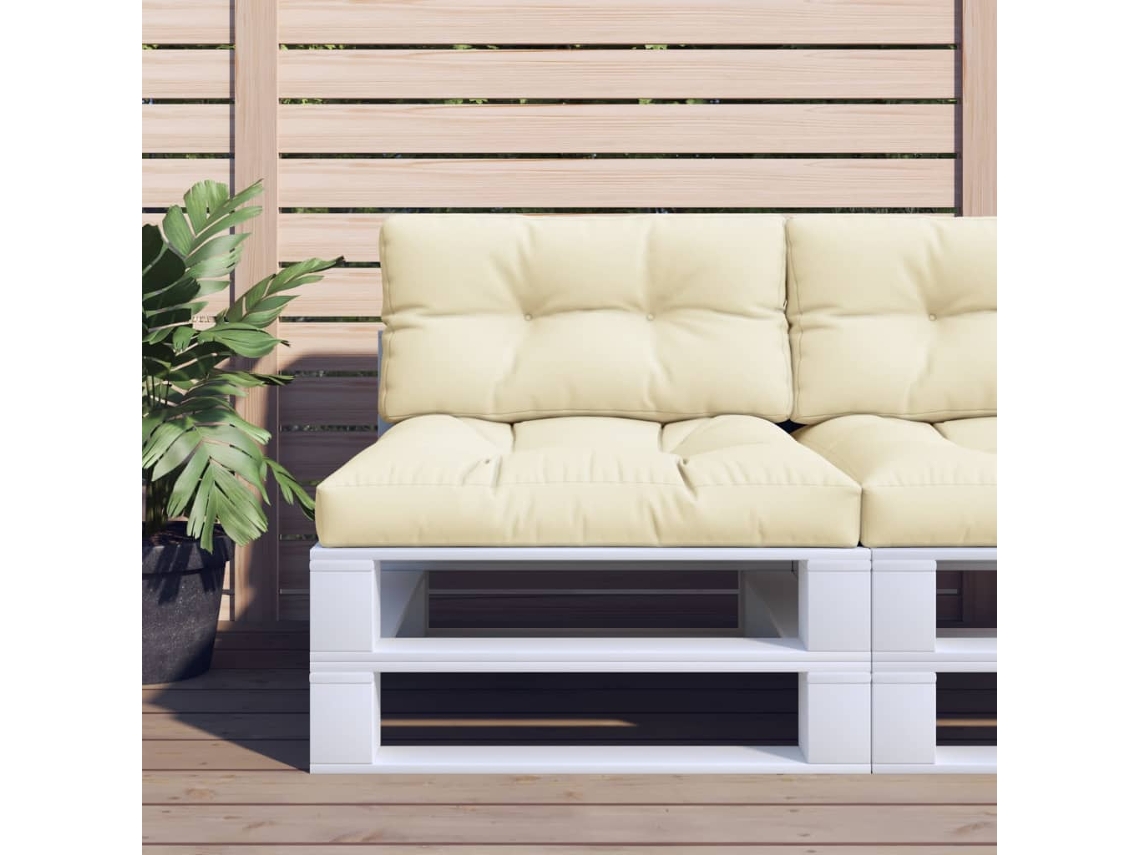 Cojines para palets, 2 unidades, tela color crema, Lovely Home