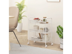 Carrito de servicio de 3 niveles con ruedas, 45 x 26,5 x 63 cm, blanco