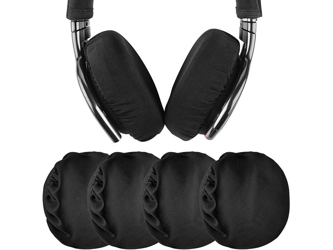 2 Pares De Fundas Elásticas, Lavables/higiénicas Y Retráctiles Para Auriculares De Licra, Color Negro.